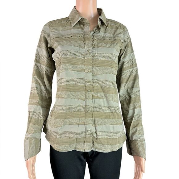REI Green Striped Button Up Shirt - Picture 1 of 6